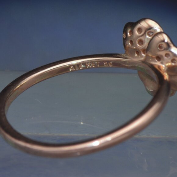 Pandora - Vintage 14k Rose Gold Plated CZ Pansy Ring - Size 7.75 - Picture 5 of 5